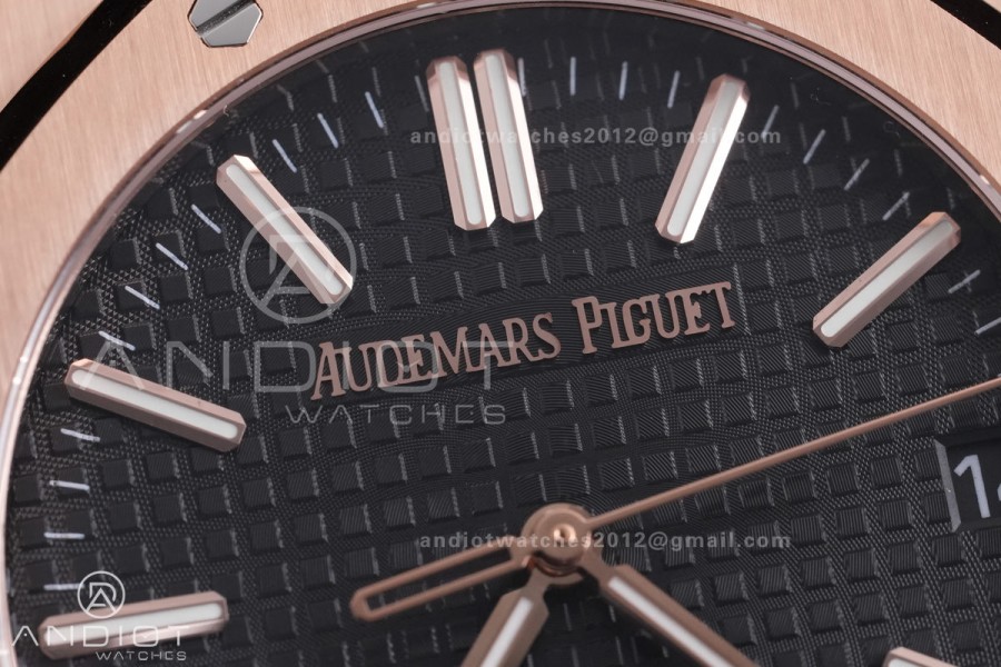 Royal Oak 15510 RG APSF 1:1 Best Edition Black Dial on RG Bracelet SA4302 Super Clone V2