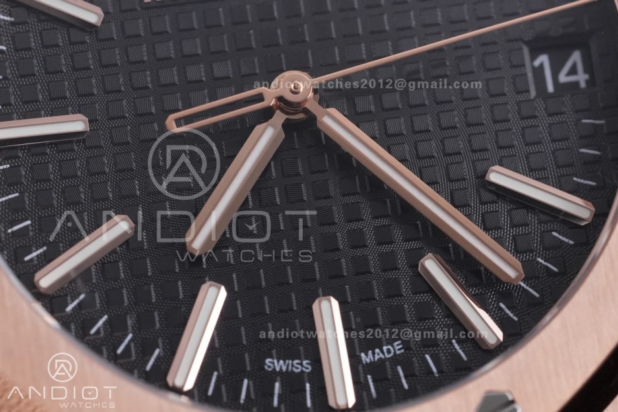 Royal Oak 15510 RG APSF 1:1 Best Edition Black Dial on RG Bracelet SA4302 Super Clone V2