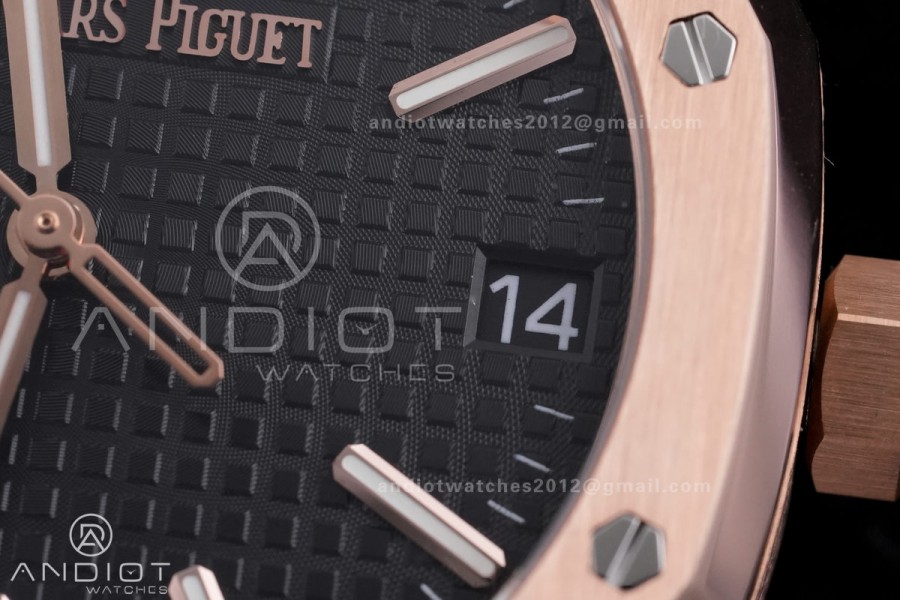 Royal Oak 15510 RG APSF 1:1 Best Edition Black Dial on RG Bracelet SA4302 Super Clone V2