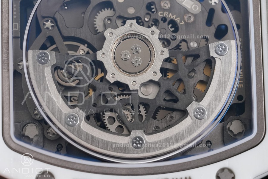 AVF RM67-02 Italy White NTPT Spain Skeleton Dial on White Elastic strap CRMA7 Clone