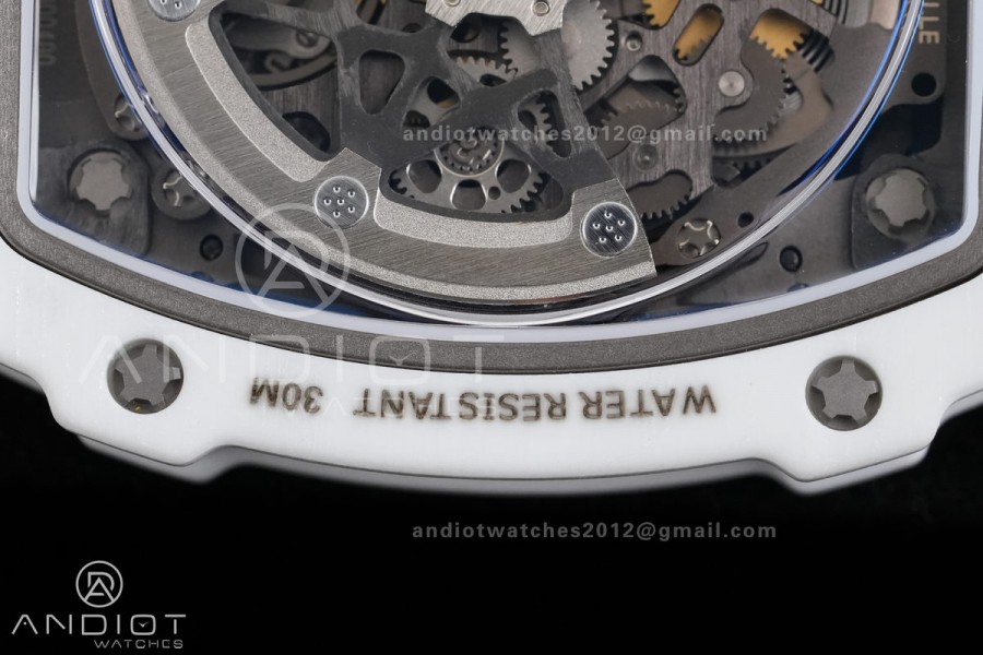 AVF RM67-02 Italy White NTPT Spain Skeleton Dial on White Elastic strap CRMA7 Clone