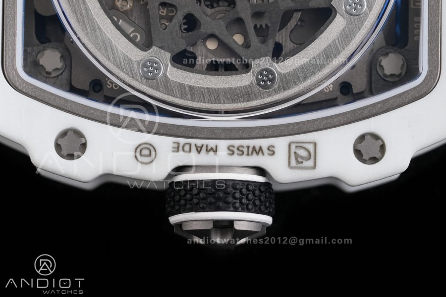 AVF RM67-02 Italy White NTPT Spain Skeleton Dial on White Elastic strap CRMA7 Clone