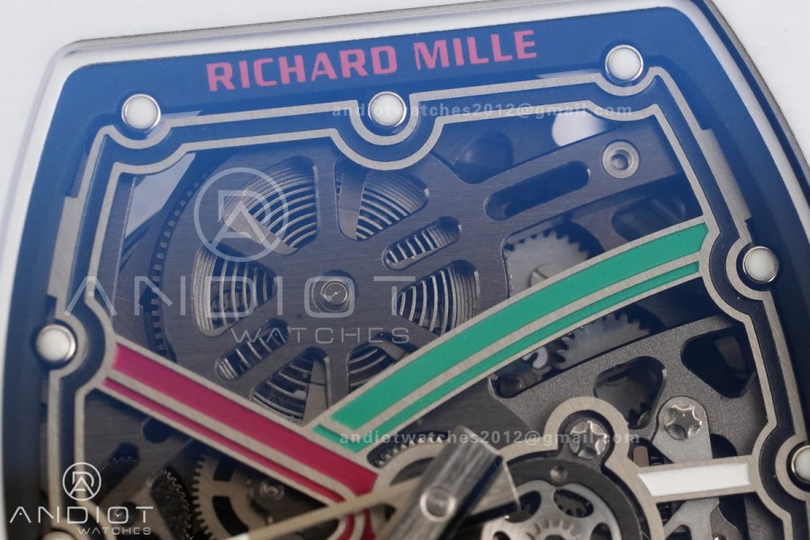 AVF RM67-02 Italy White NTPT Spain Skeleton Dial on White Elastic strap CRMA7 Clone