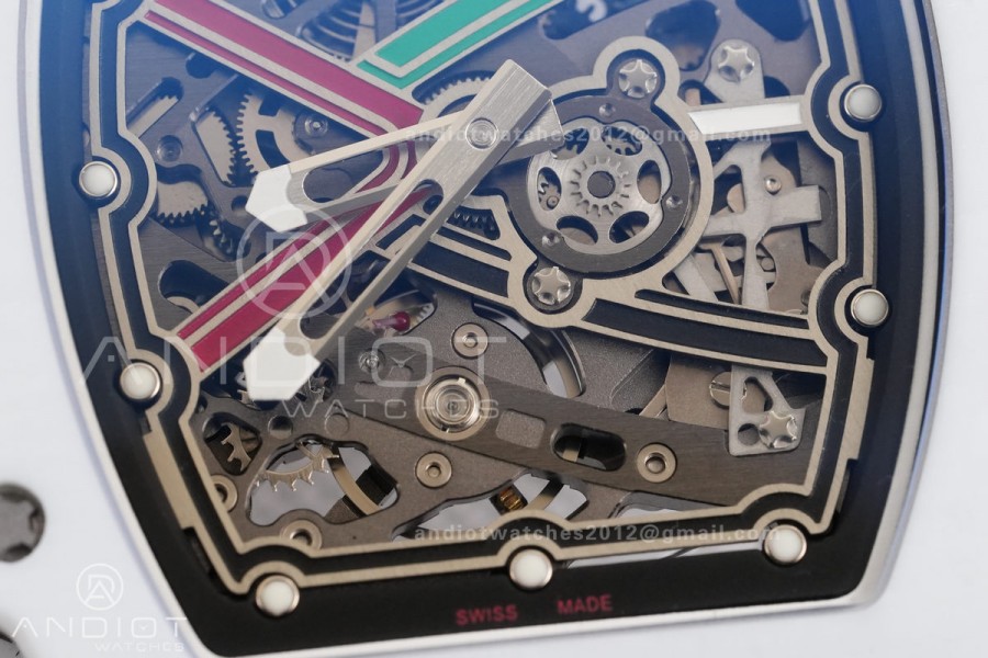 AVF RM67-02 Italy White NTPT Spain Skeleton Dial on White Elastic strap CRMA7 Clone