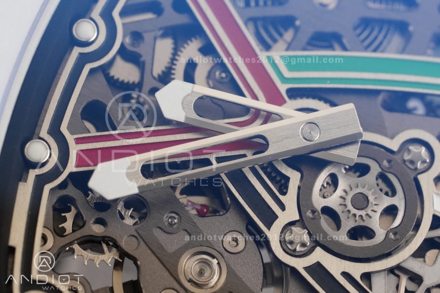 AVF RM67-02 Italy White NTPT Spain Skeleton Dial on White Elastic strap CRMA7 Clone