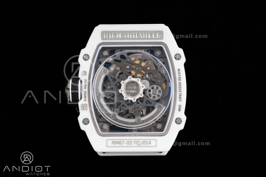 AVF RM67-02 Italy White NTPT Spain Skeleton Dial on White Elastic strap CRMA7 Clone