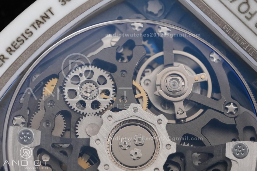 AVF RM67-02 Italy White NTPT Spain Skeleton Dial on White Elastic strap CRMA7 Clone