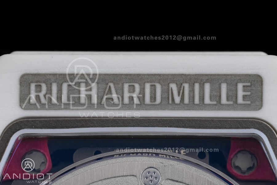 AVF RM67-02 White NTPT Spain Skeleton Dial on Red Elastic strap CRMA7 Clone