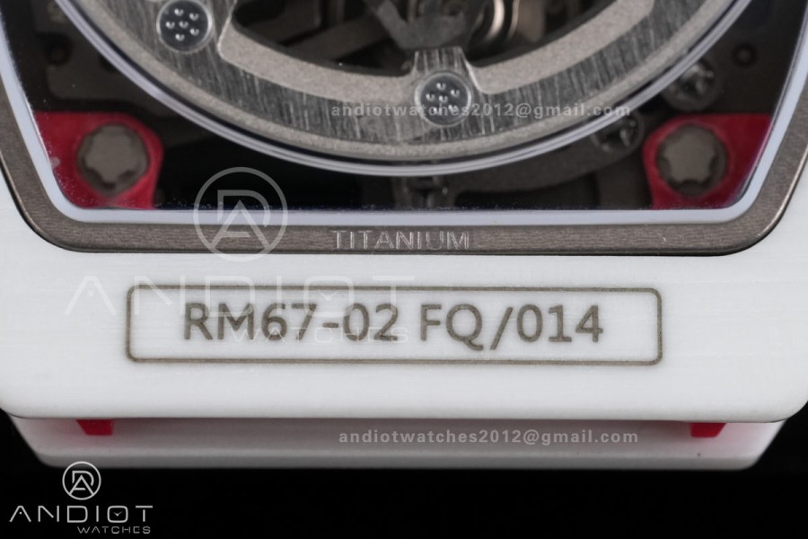 AVF RM67-02 White NTPT Spain Skeleton Dial on Red Elastic strap CRMA7 Clone