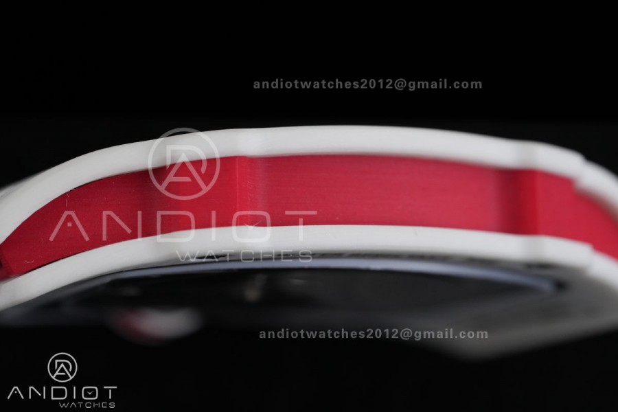 AVF RM67-02 White NTPT Spain Skeleton Dial on Red Elastic strap CRMA7 Clone