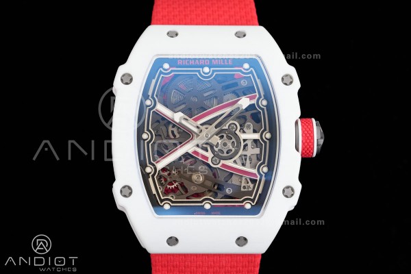 AVF RM67-02 White NTPT Spain Skeleton Dial on Red ...