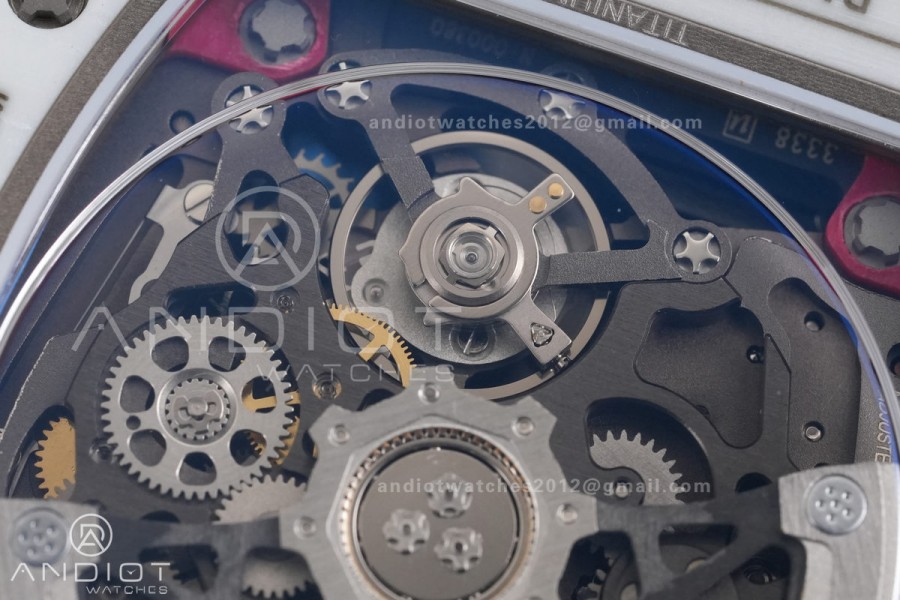 AVF RM67-02 White NTPT Spain Skeleton Dial on Red Elastic strap CRMA7 Clone