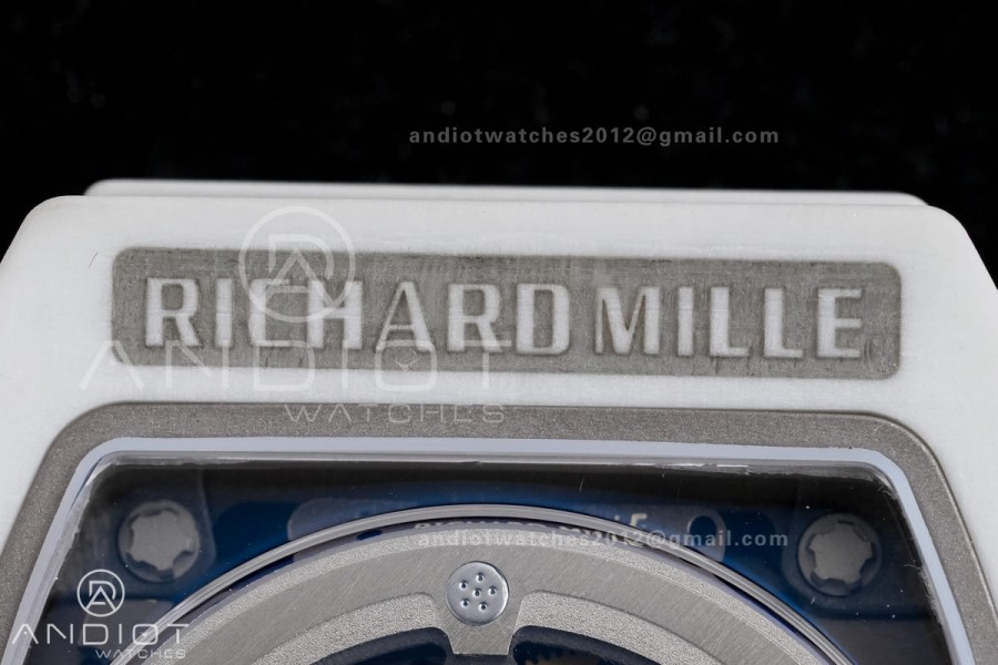 AVF RM67-02 France White NTPT Spain Skeleton Dial on Blue Elastic strap CRMA7 Clone