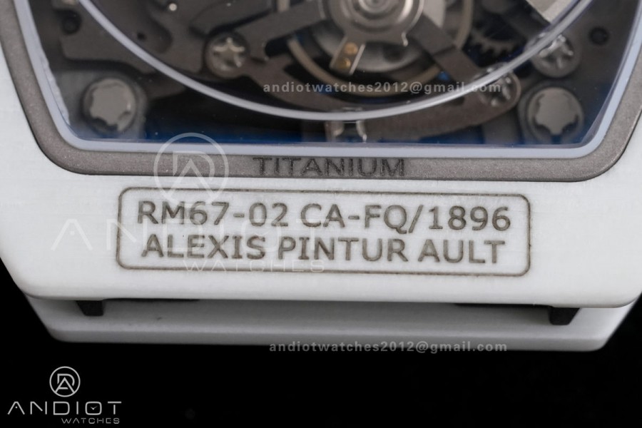 AVF RM67-02 France White NTPT Spain Skeleton Dial on Blue Elastic strap CRMA7 Clone