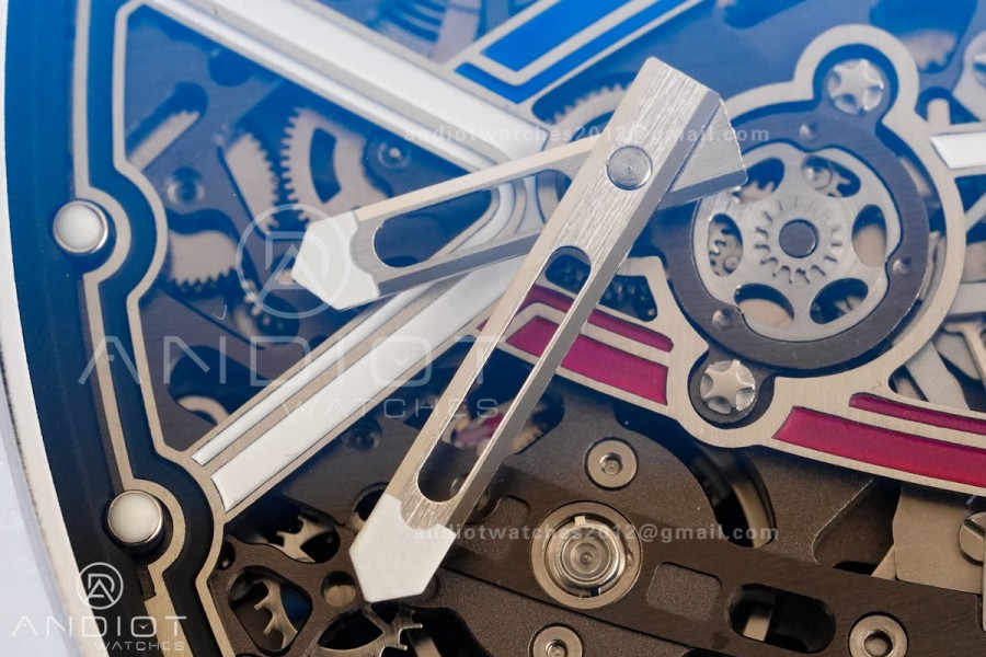 AVF RM67-02 France White NTPT Spain Skeleton Dial on Blue Elastic strap CRMA7 Clone