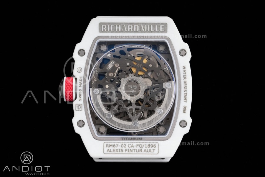 AVF RM67-02 France White NTPT Spain Skeleton Dial on Blue Elastic strap CRMA7 Clone