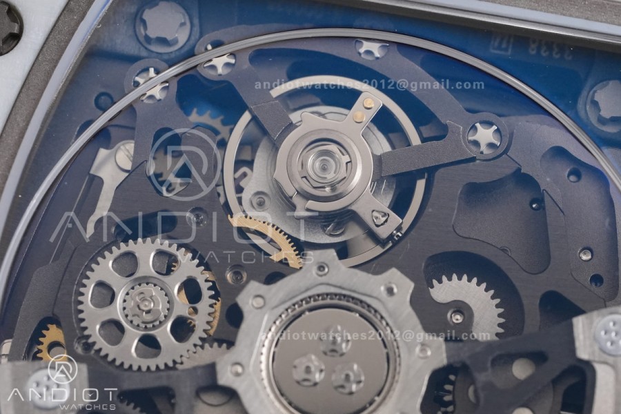 AVF RM67-02 France White NTPT Spain Skeleton Dial on Blue Elastic strap CRMA7 Clone