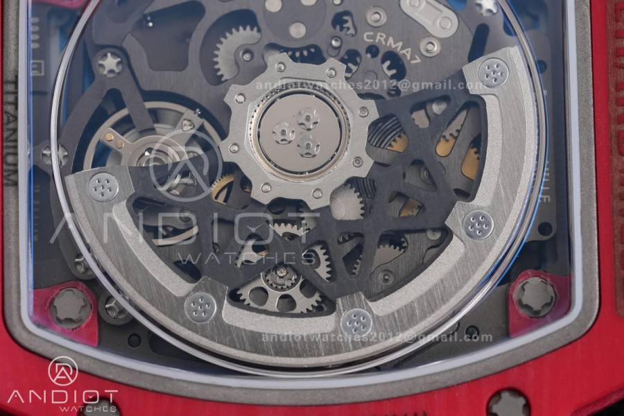 AVF RM67-02 Red NTPT Spain Skeleton Dial on Red Elastic strap CRMA7 Clone