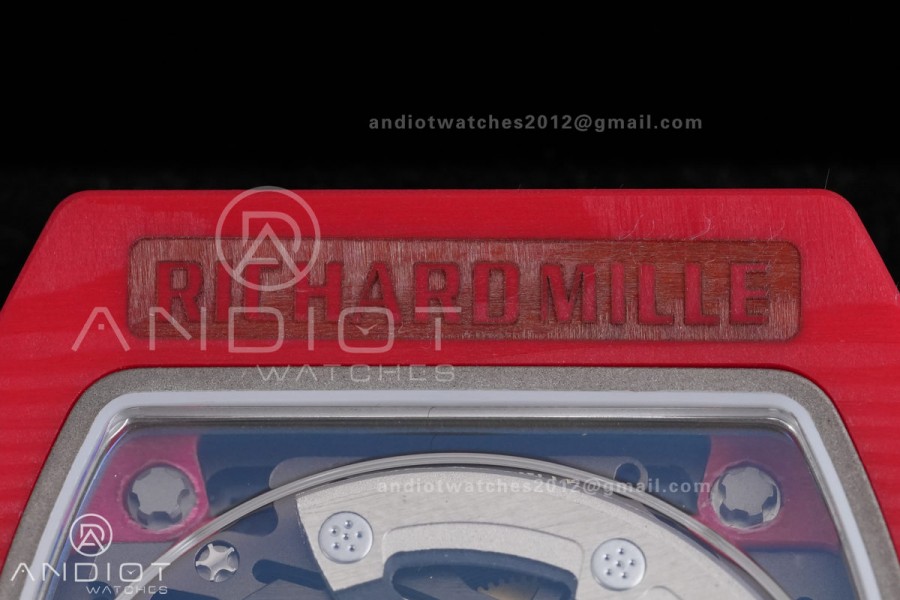 AVF RM67-02 Red NTPT Spain Skeleton Dial on Red Elastic strap CRMA7 Clone