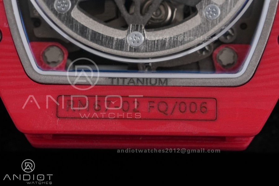 AVF RM67-02 Red NTPT Spain Skeleton Dial on Red Elastic strap CRMA7 Clone