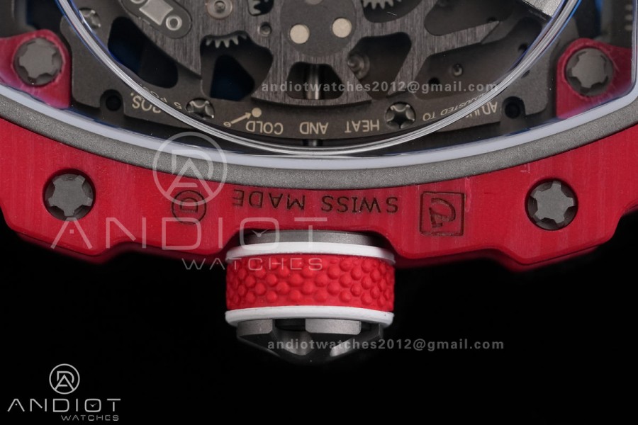 AVF RM67-02 Red NTPT Spain Skeleton Dial on Red Elastic strap CRMA7 Clone