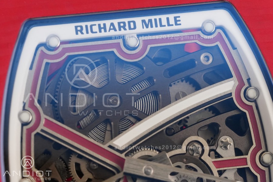 AVF RM67-02 Red NTPT Spain Skeleton Dial on Red Elastic strap CRMA7 Clone