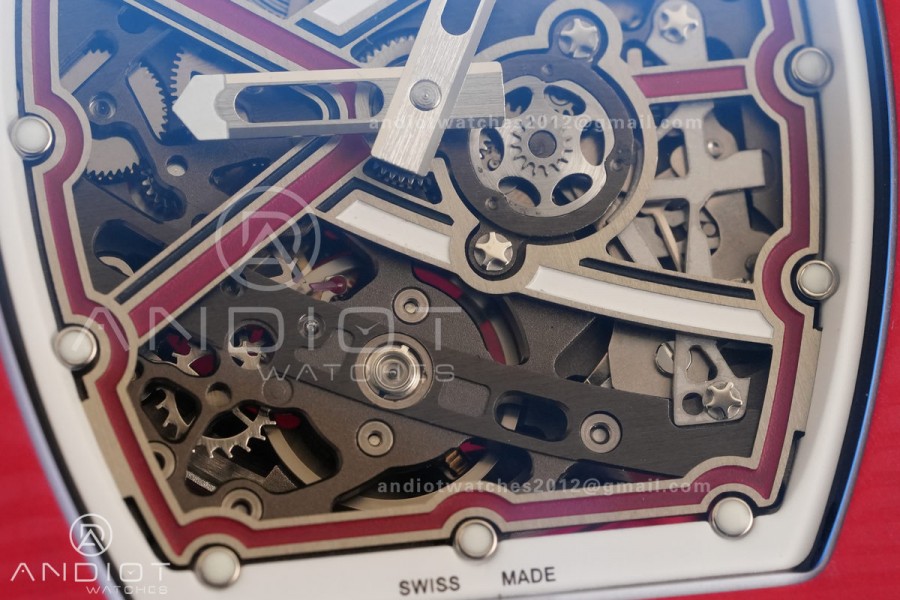 AVF RM67-02 Red NTPT Spain Skeleton Dial on Red Elastic strap CRMA7 Clone