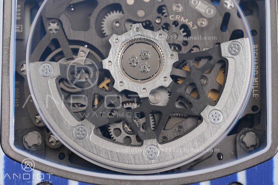 AVF RM67-02 Blue NTPT Spain Skeleton Dial on Blue Elastic strap CRMA7 Clone