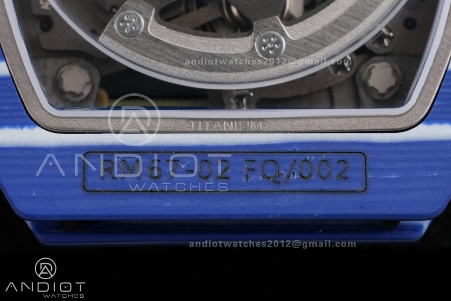 AVF RM67-02 Blue NTPT Spain Skeleton Dial on Blue Elastic strap CRMA7 Clone