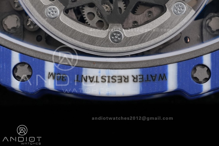 AVF RM67-02 Blue NTPT Spain Skeleton Dial on Blue Elastic strap CRMA7 Clone