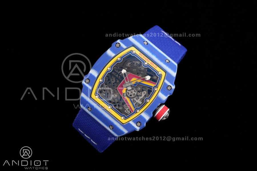 AVF RM67-02 Blue NTPT Spain Skeleton Dial on Blue Elastic strap CRMA7 Clone