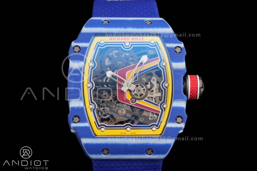 AVF RM67-02 Blue NTPT Spain Skeleton Dial on Blue Elastic strap CRMA7 Clone