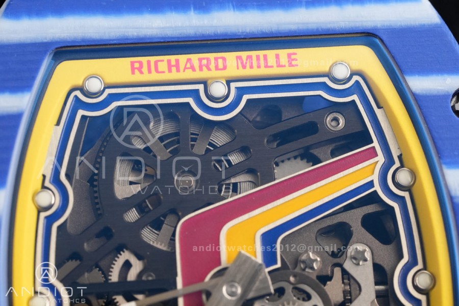 AVF RM67-02 Blue NTPT Spain Skeleton Dial on Blue Elastic strap CRMA7 Clone