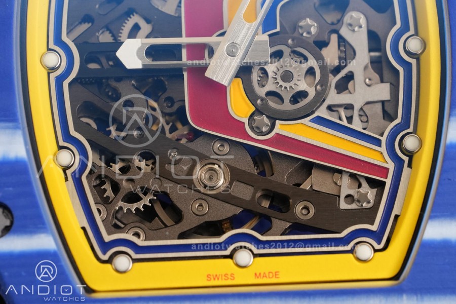 AVF RM67-02 Blue NTPT Spain Skeleton Dial on Blue Elastic strap CRMA7 Clone