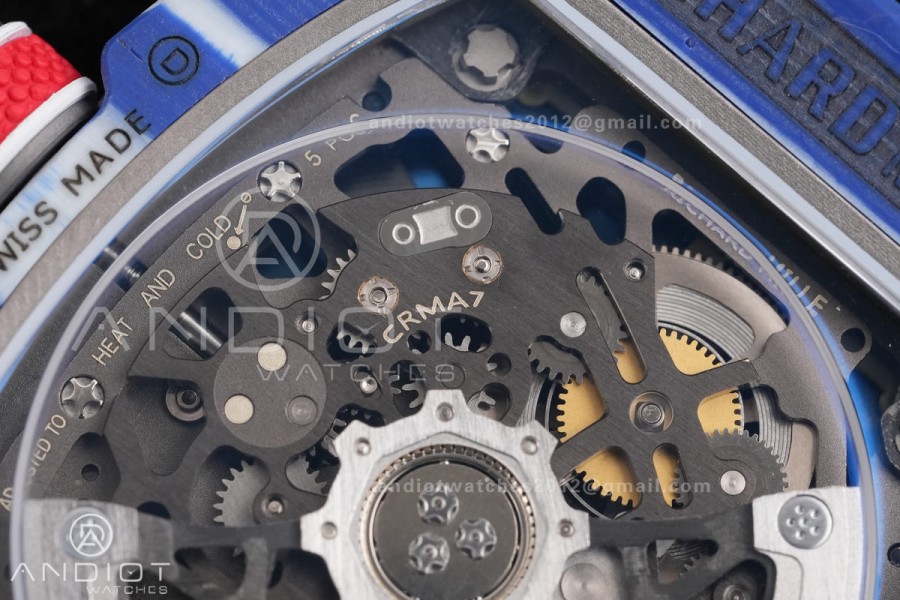 AVF RM67-02 Blue NTPT Spain Skeleton Dial on Blue Elastic strap CRMA7 Clone