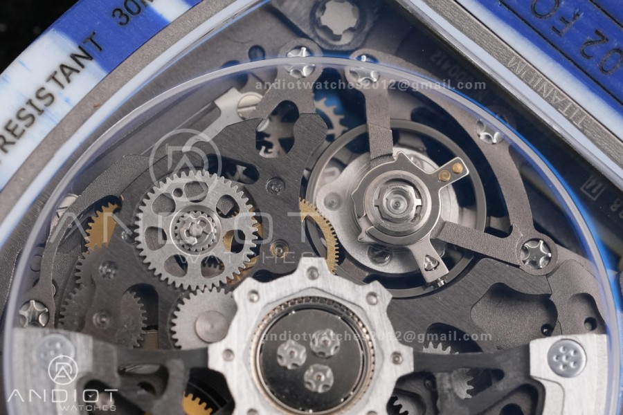 AVF RM67-02 Blue NTPT Spain Skeleton Dial on Blue Elastic strap CRMA7 Clone