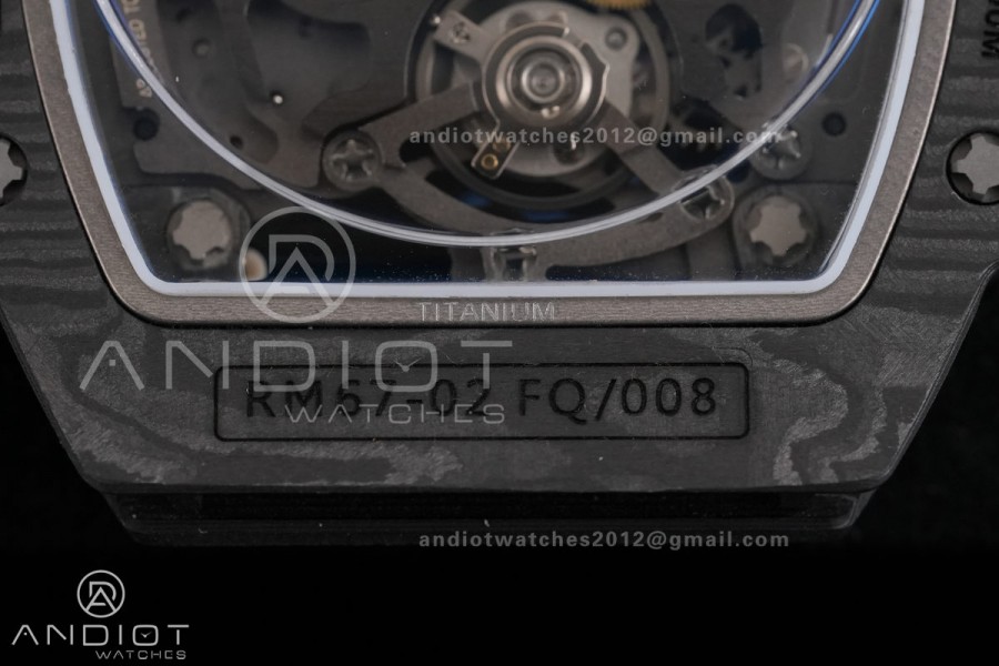 AVF RM67-02 Black NTPT Spain Skeleton Dial on light blue Elastic strap CRMA7 Clone