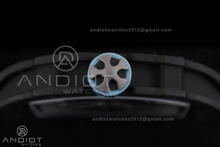 AVF RM67-02 Black NTPT Spain Skeleton Dial on light blue Elastic strap CRMA7 Clone