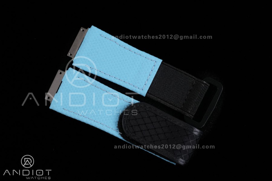 AVF RM67-02 Black NTPT Spain Skeleton Dial on light blue Elastic strap CRMA7 Clone