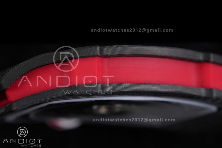 AVF RM67-02 Black NTPT Spain Skeleton Dial on Red Elastic strap CRMA7 Clone