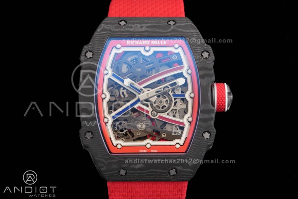 AVF RM67-02 Black NTPT Spain Skeleton Dial on Red ...