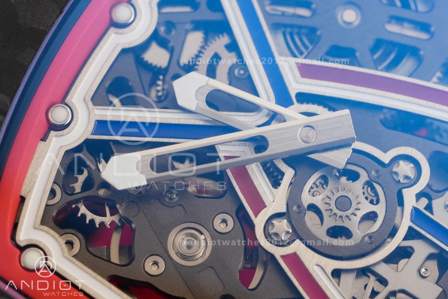 AVF RM67-02 Black NTPT Spain Skeleton Dial on Red Elastic strap CRMA7 Clone