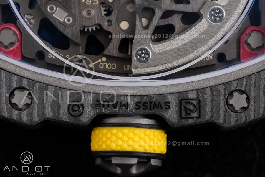 AVF RM67-02 Germany Black NTPT Spain Skeleton Dial on Red Elastic strap CRMA7 Clone