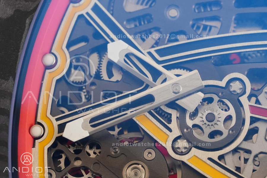 AVF RM67-02 Germany Black NTPT Spain Skeleton Dial on Red Elastic strap CRMA7 Clone