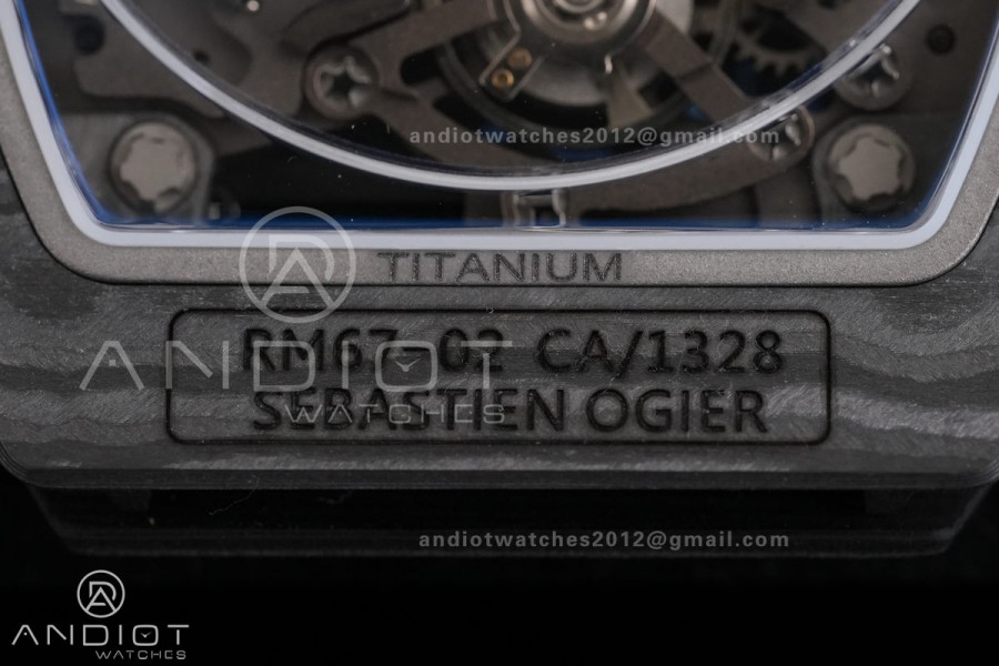 AVF RM67-02 France Black NTPT Spain Skeleton Dial on Blue Elastic strap CRMA7 Clone