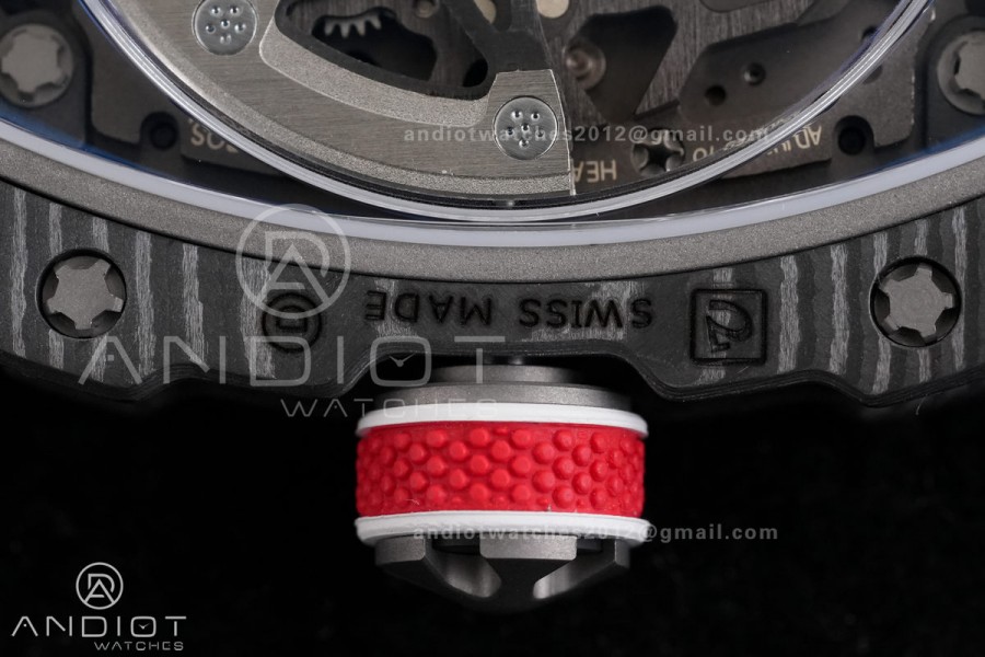 AVF RM67-02 France Black NTPT Spain Skeleton Dial on Blue Elastic strap CRMA7 Clone