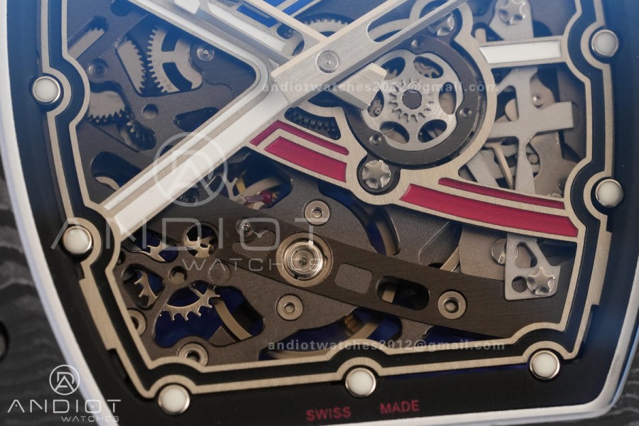 AVF RM67-02 France Black NTPT Spain Skeleton Dial on Blue Elastic strap CRMA7 Clone