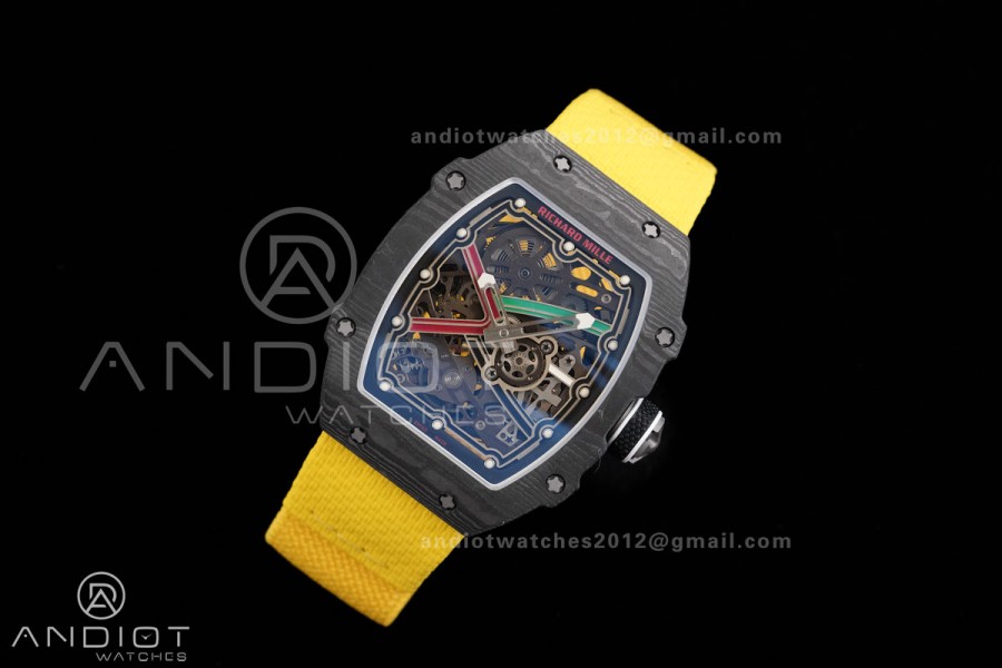 AVF RM67-02 Black NTPT Spain Skeleton Dial on Yellow Elastic strap CRMA7 Clone