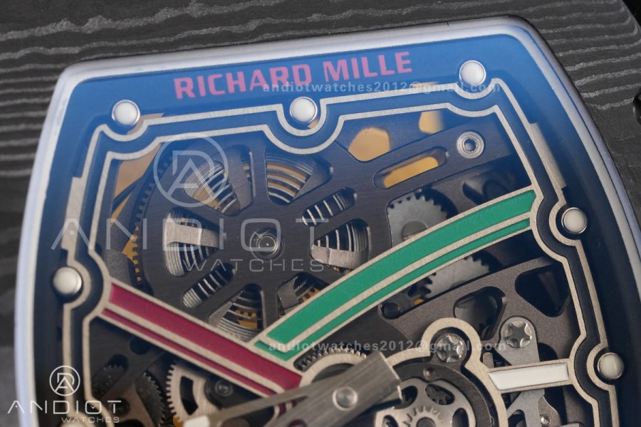 AVF RM67-02 Black NTPT Spain Skeleton Dial on Yellow Elastic strap CRMA7 Clone