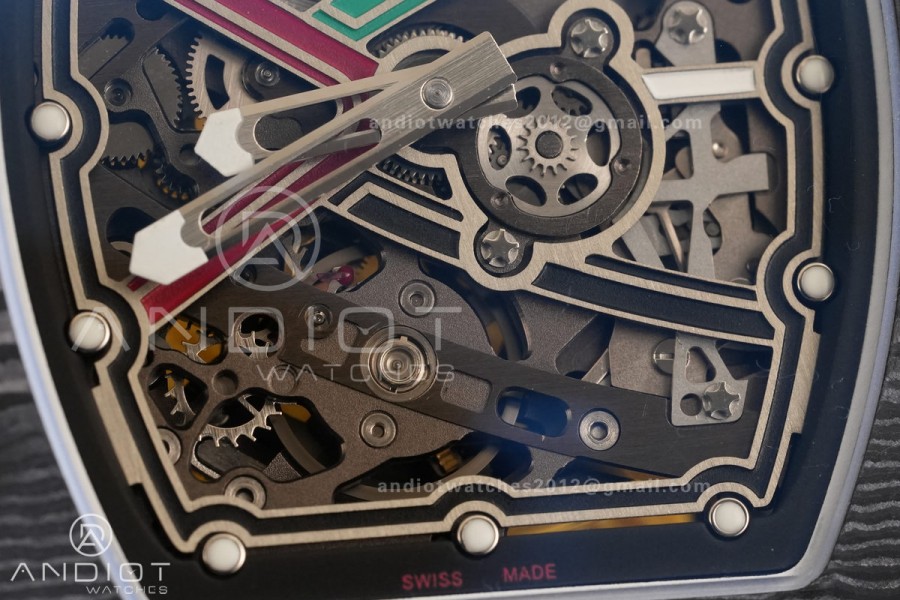 AVF RM67-02 Black NTPT Spain Skeleton Dial on Yellow Elastic strap CRMA7 Clone